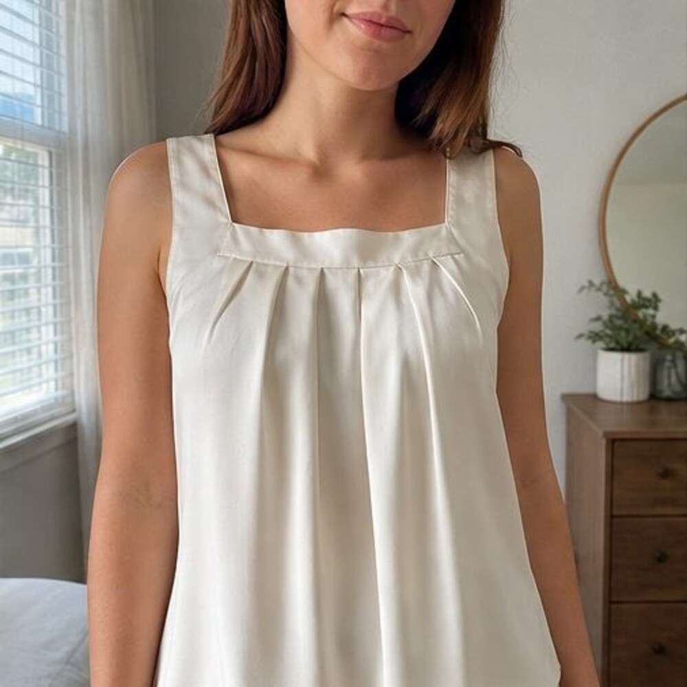 Cream Pleated Blouse - Picture 2 of 6